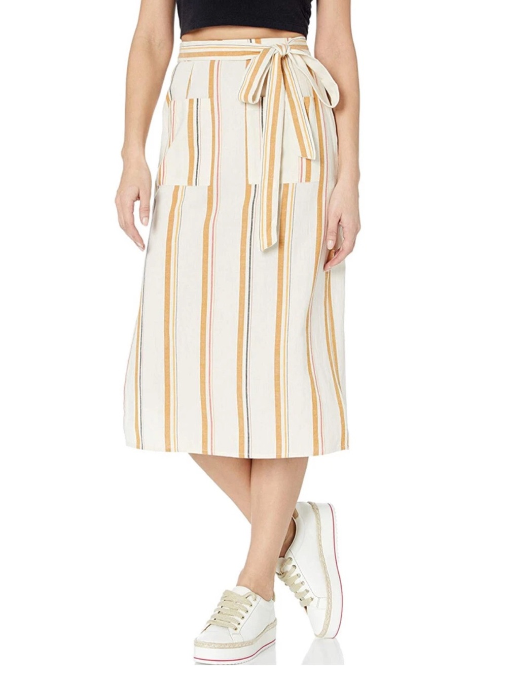 Billabong ‘Skip It” Striped Wrap Midi Skirt with Pockets Size S